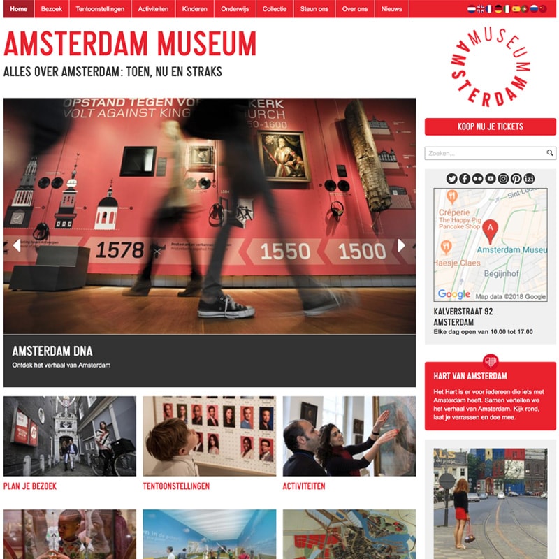 Screenshot of the Amsterdam Museum website.